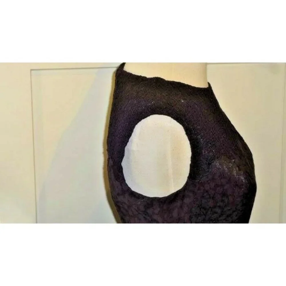 Adrianna Papell Lace Yoke Jacquard Dress Black 8 NEW - Picture 7 of 10